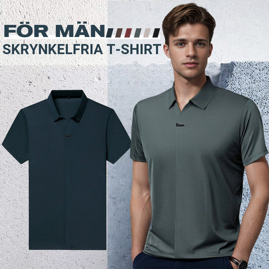 Casual T-shirt för män med revers som andas och är rynkfri