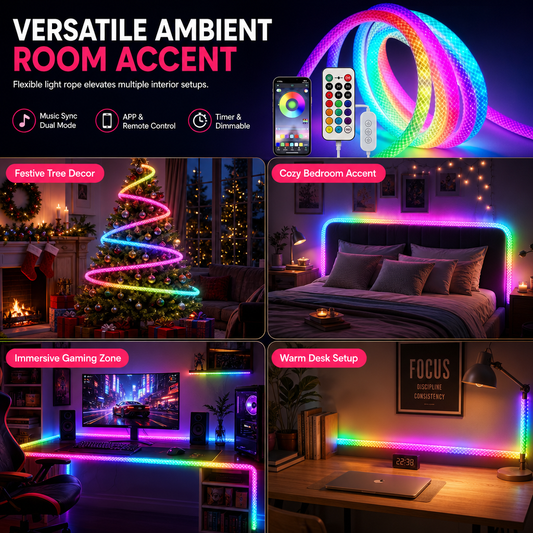💫 50 % RABATT NU! 🌈 Neonljusband i mårdpäls – 360 graders cirkulär belysning för bil, hem & fest 🚗