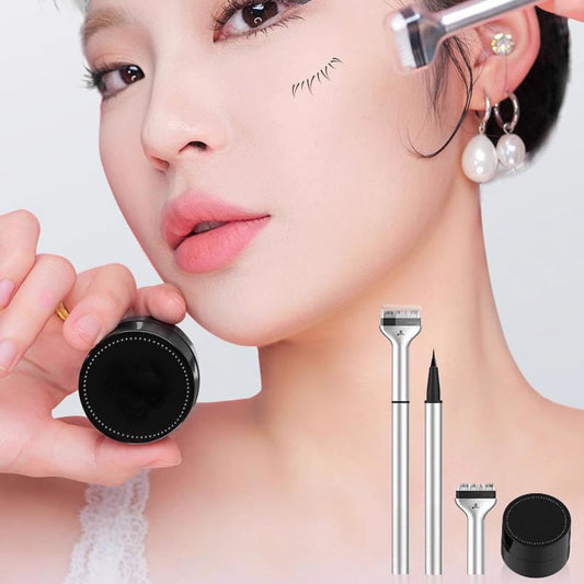💖2-i-1 Vattentät Eyeliner & Nedre Ögonfrans Stämpelset med Individuell Flytande Eyeliner