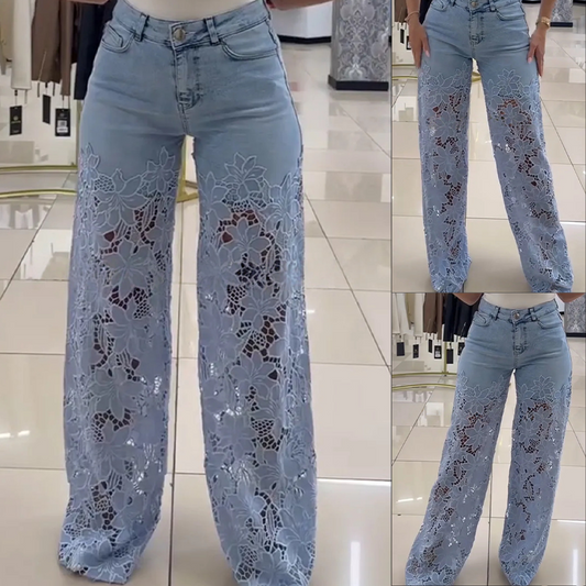 ⏰Limiterad tid 50% rabatt🌸 Fashion Lace Jeans (begränsad upplaga)