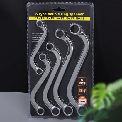 S-formade dubbeländade ringnycklar, 5-delars set