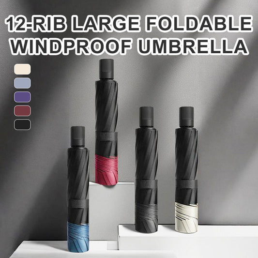 📢HET REA 50 % RABATT☔12-ribbig stor hopfällbar vindskyddad paraply