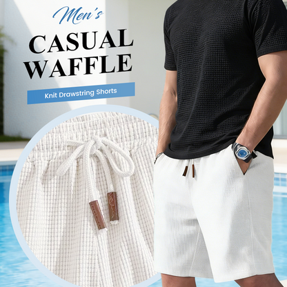 🩳🌿 50% RABATT! | Herr Avslappnade Shorts – Våffelstick, Knytband & Andningsbar Komfort!