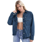 Avslappnad långärmad skjortjacka i denim