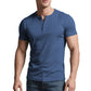 Lättvikt andningsbar sommar-T-shirt – klassisk Henley-stil, muscle-fit & andningsbar polyester 👕💨