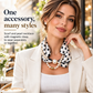 🦢 50 % RABATT NU! 🎀 Pärlhalsband med scarf-design och justerbar rosett – örhängefritt & tidlös elegans för vardag och fest ✨
